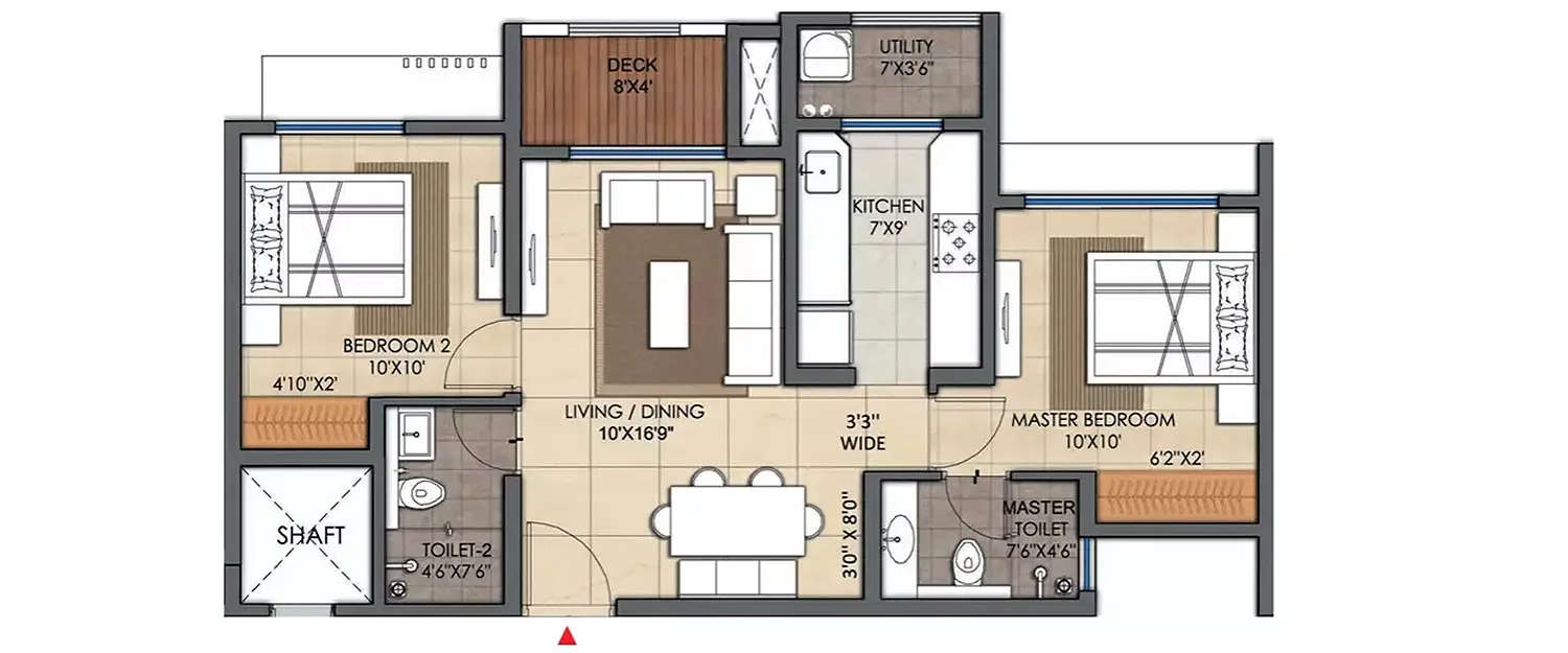 Floor plan for 2 BHK