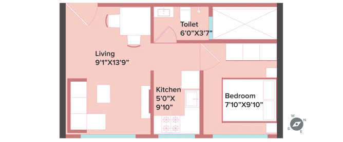 Marathon Neopark Bhandup - Floor plan 1 BHK 285 Sq.ft