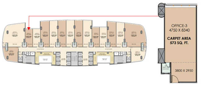 Delta Stellar Nerul - Floor plan Commercial Office 573 Sq.ft