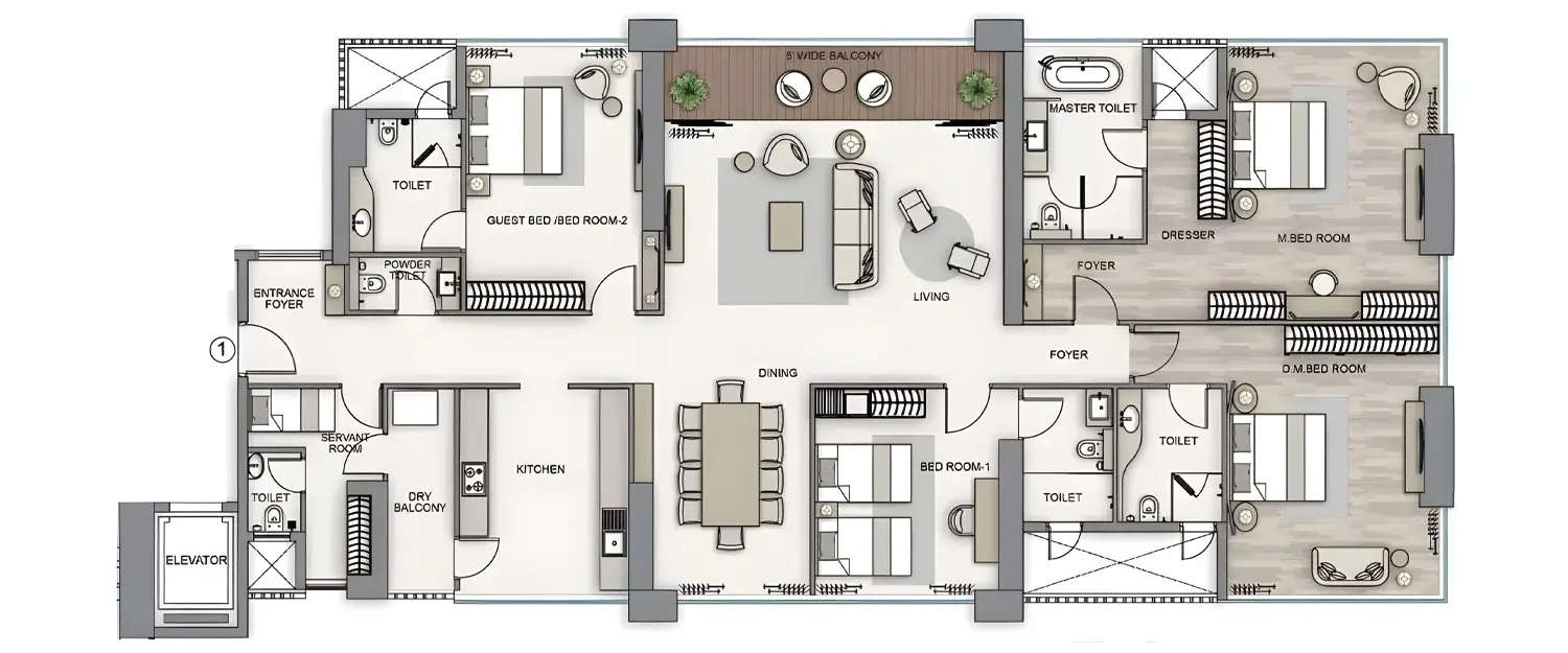 Floor plan for 4 BHK