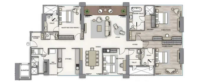 Piramal Avyan Byculla - Floor plan 4 BHK 2075 Sq.ft