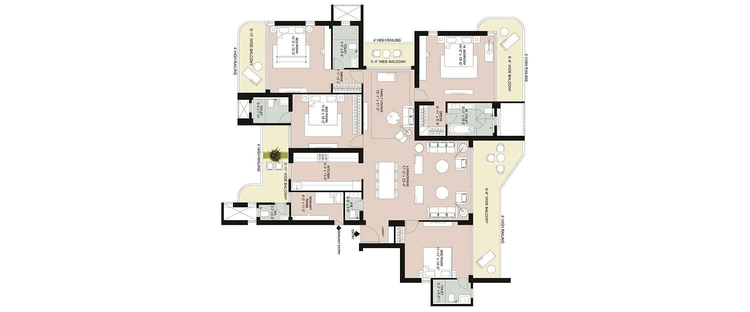 Floor plan for 4 BHK