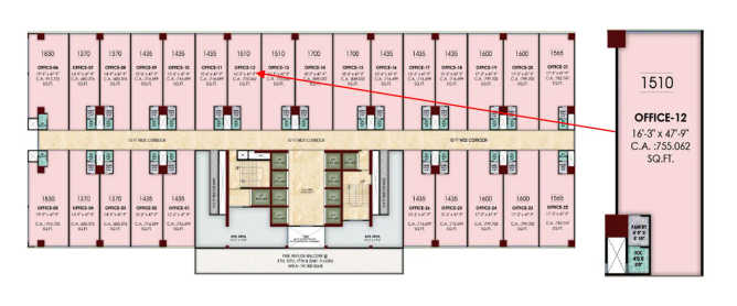 Akshar Level 23 Vashi - Floor plan Commercial Office 1510 Sq.ft