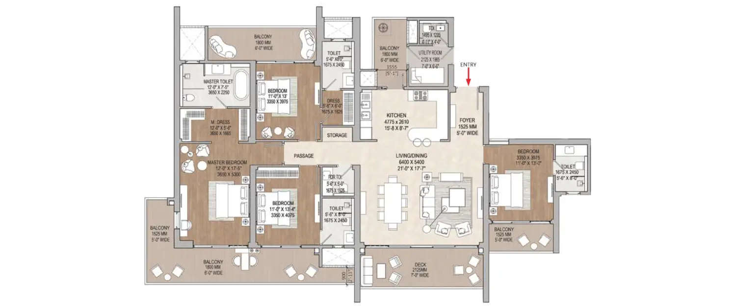 Floor plan for 4.5 BHK