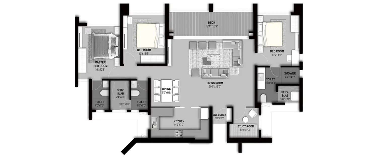 Floor plan for 3.5 BHK
