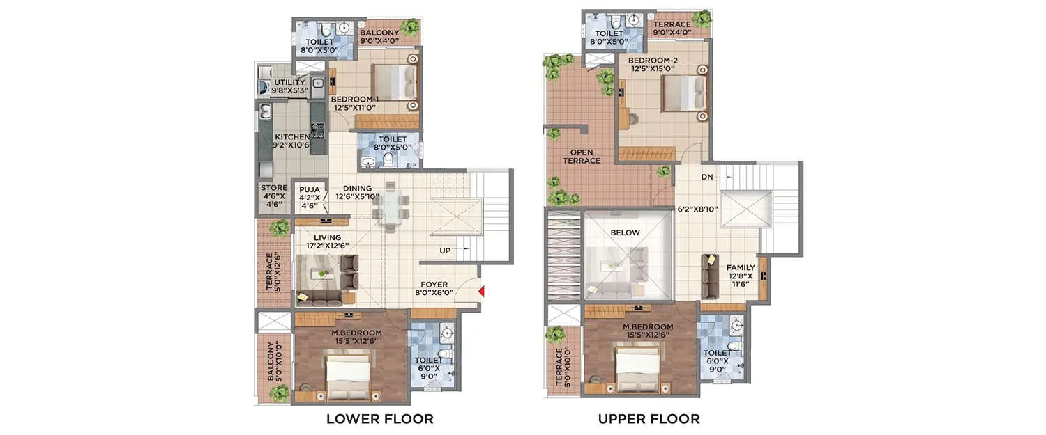 Floor plan for 4 BHK