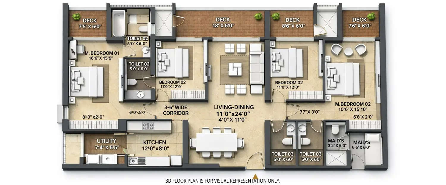 Floor plan for 4 BHK