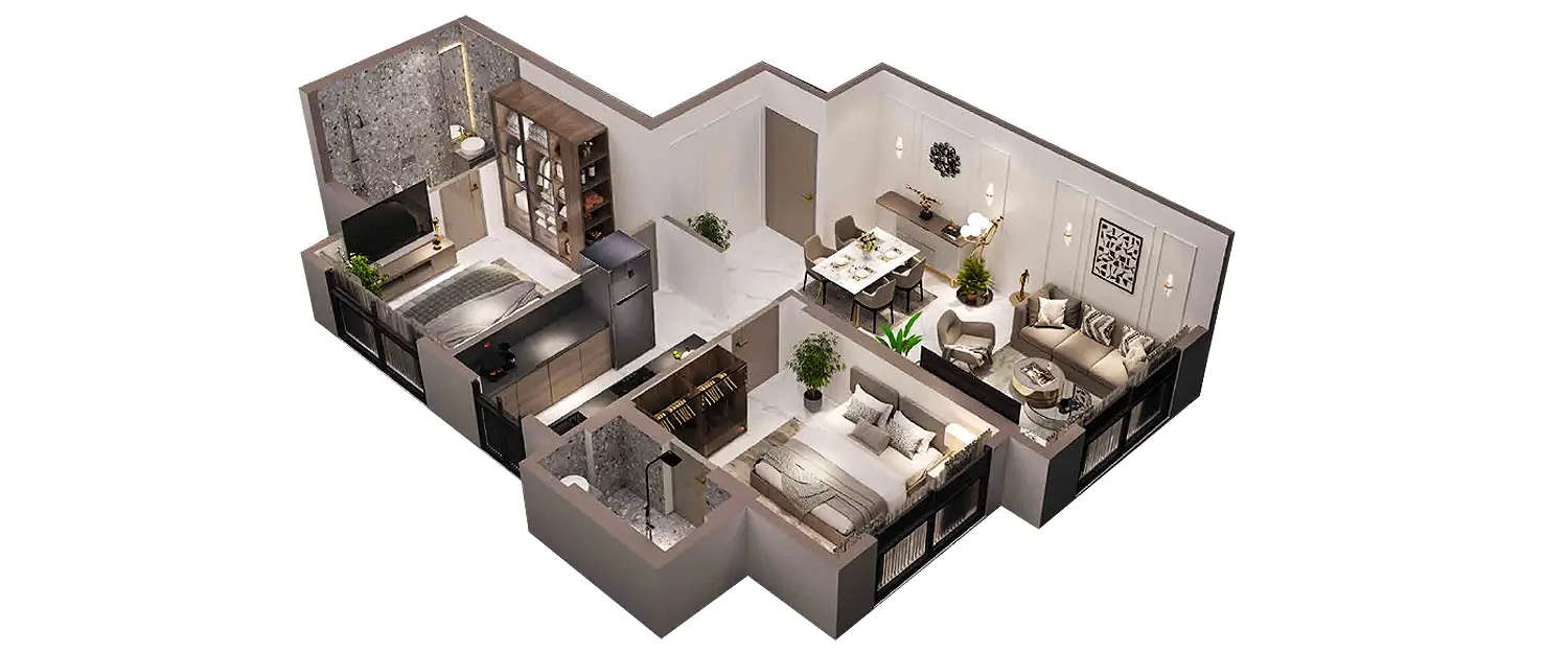 Floor plan for 2 BHK