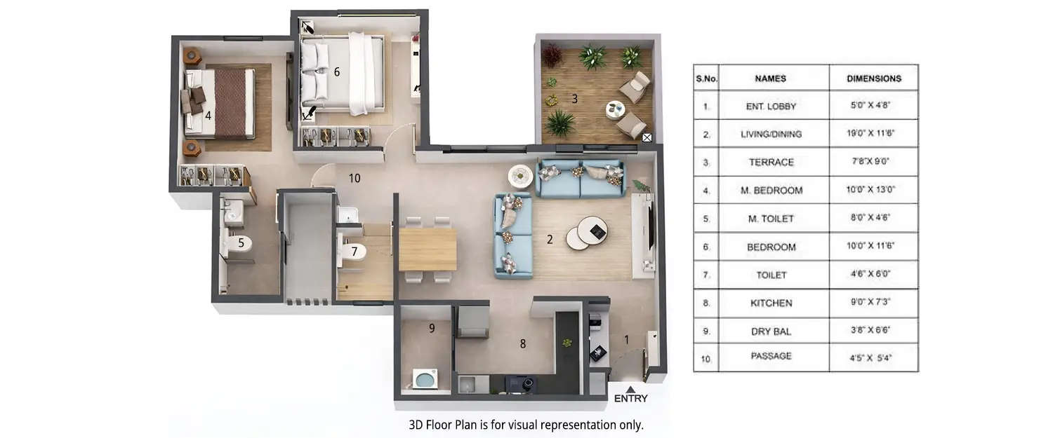 Floor plan for 2 BHK