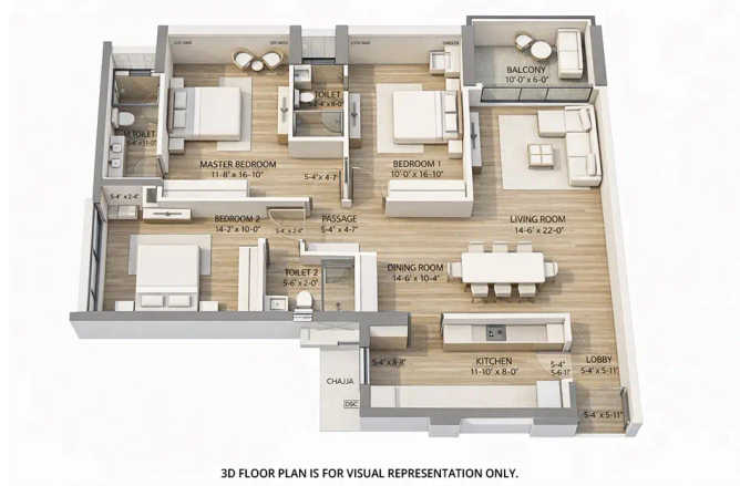 Oberoi Maxima Andheri - Floor plan 3 BHK 1330 Sq.ft