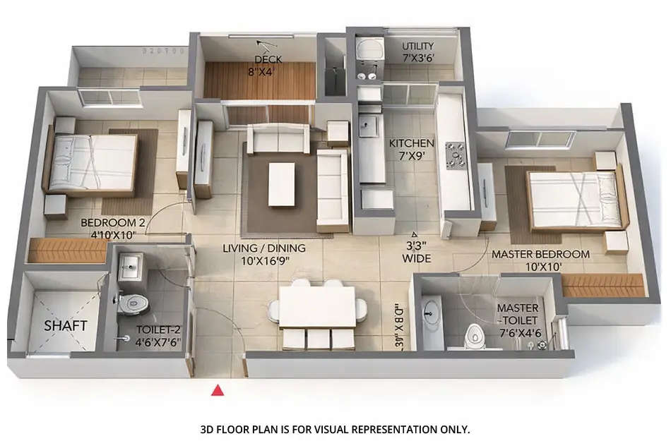 Floor plan for 2 BHK