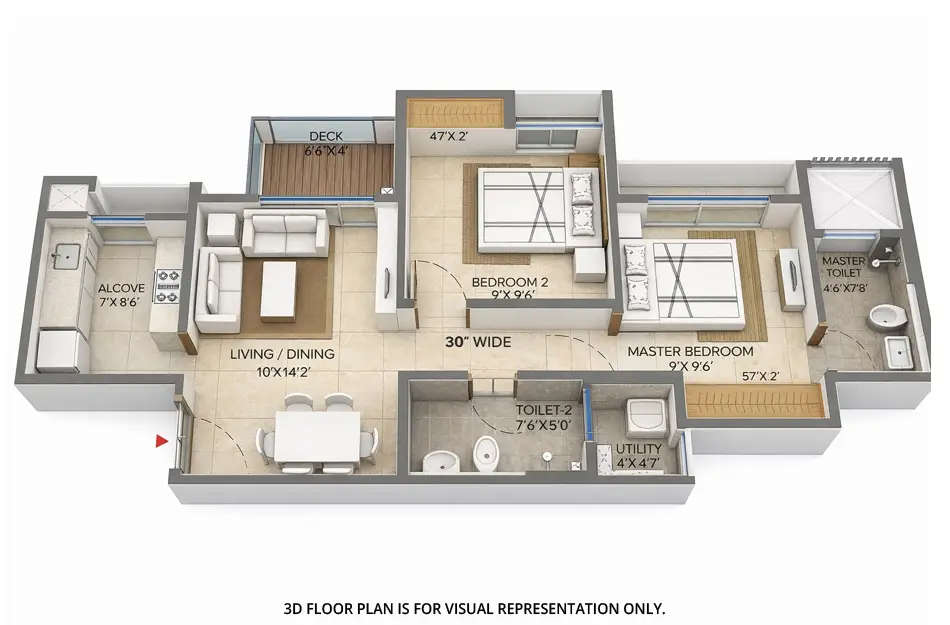 Floor plan for 2 BHK