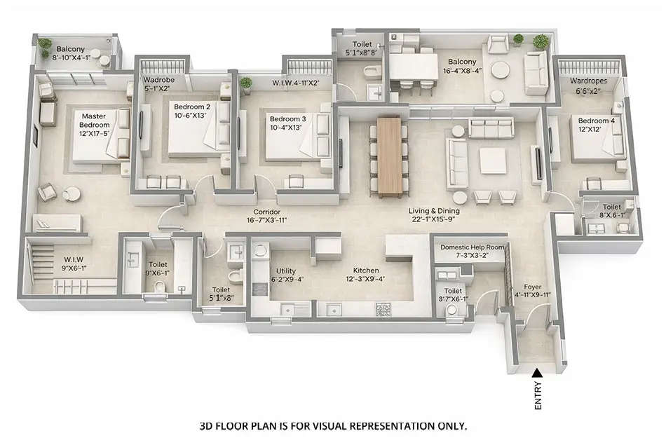 Floor plan for 4 BHK