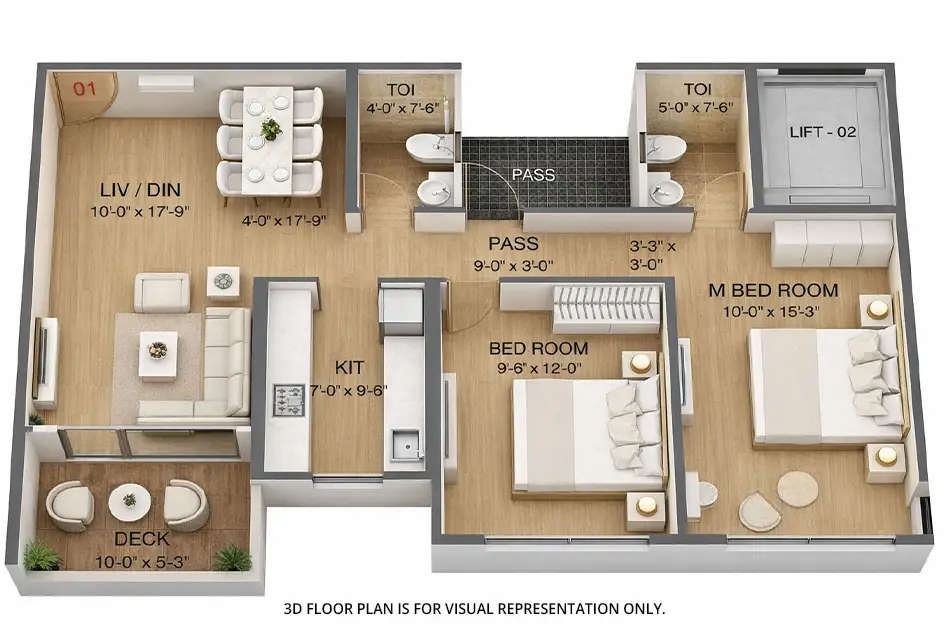 Floor plan for 2 BHK