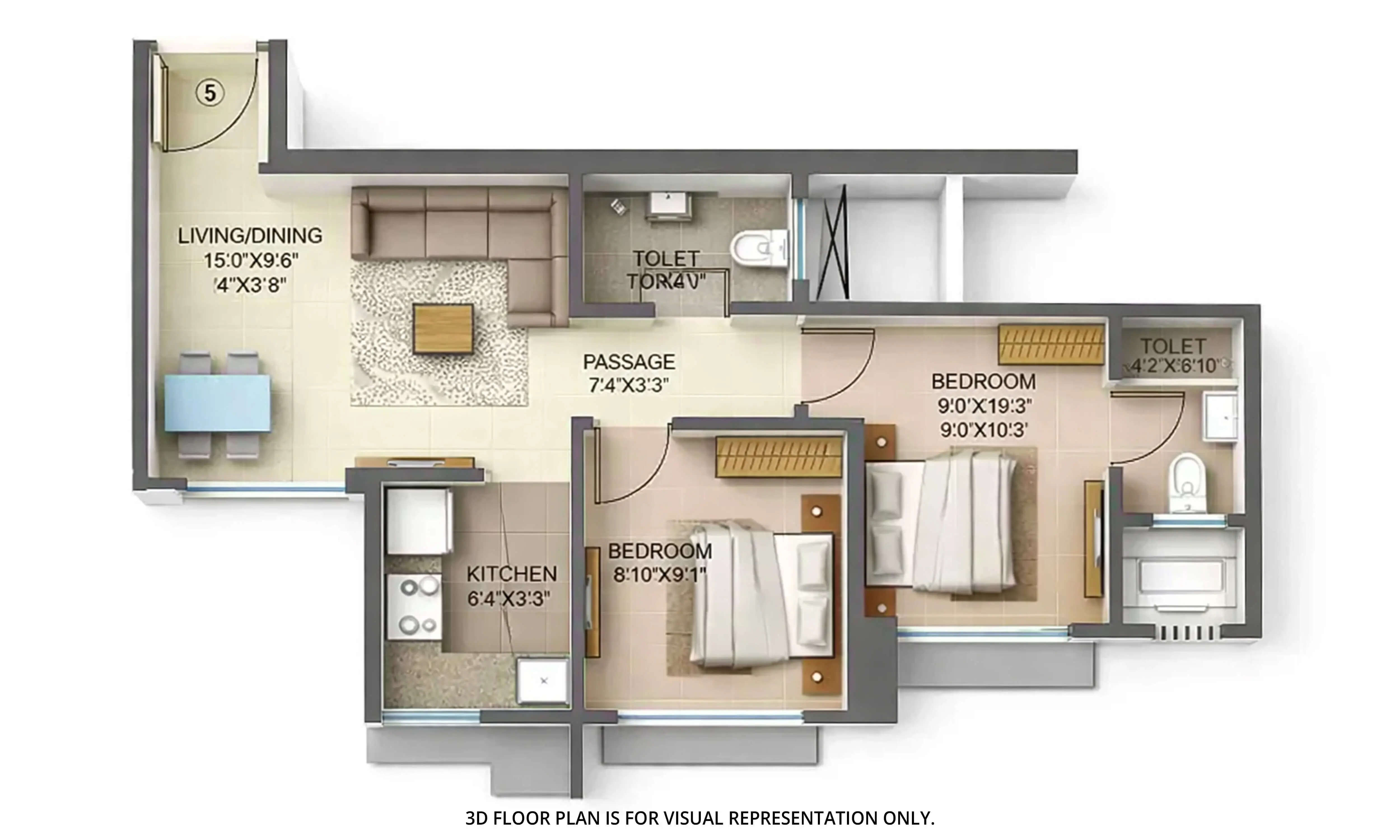 Floor plan for 1.5 BHK
