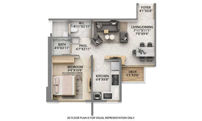 Runwal Manhattan Kanjurmarg - Floor plan 1 BHK 424 Sq.ft