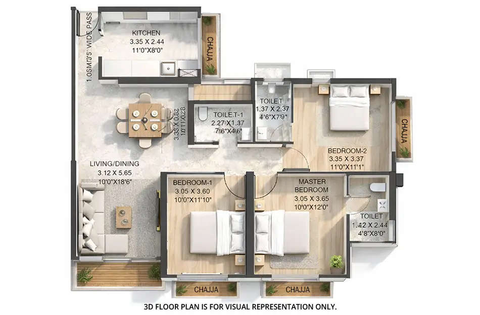 Floor plan for 2.5 BHK
