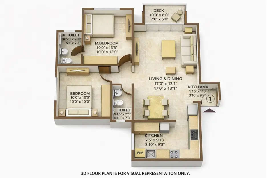 Floor plan for 2 BHK