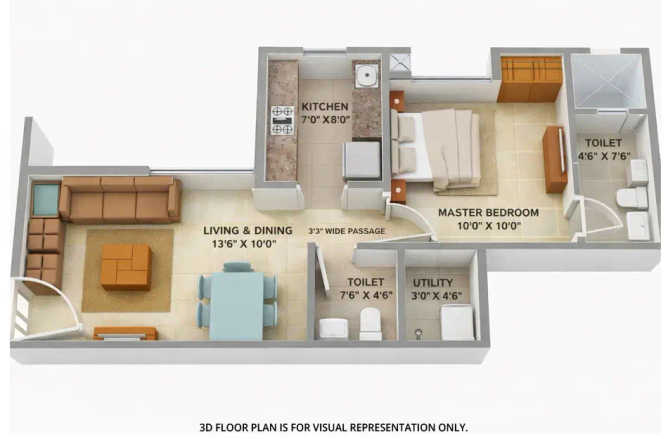 Lodha Palava Dombivali - Floor plan 1 BHK 558 Sq.ft
