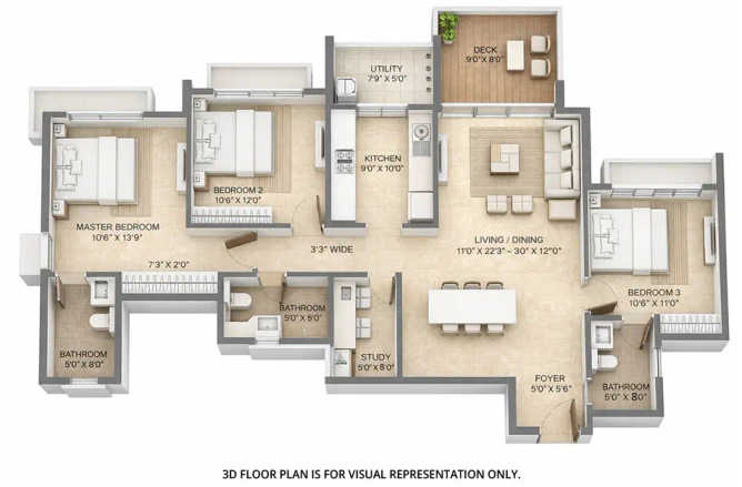 Lodha Bella Vita Mohammed Wadi - Floor plan 3.5 BHK 1196 Sq.ft