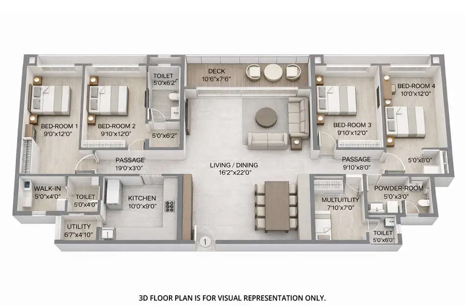 Floor plan for 4 BHK