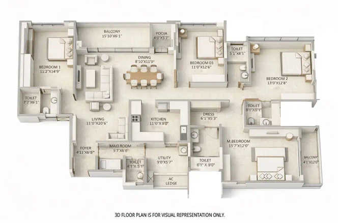 Shapoorji Pallonji Parkwest Binny Pete - Floor plan 4.5 BHK 2750 Sq.ft