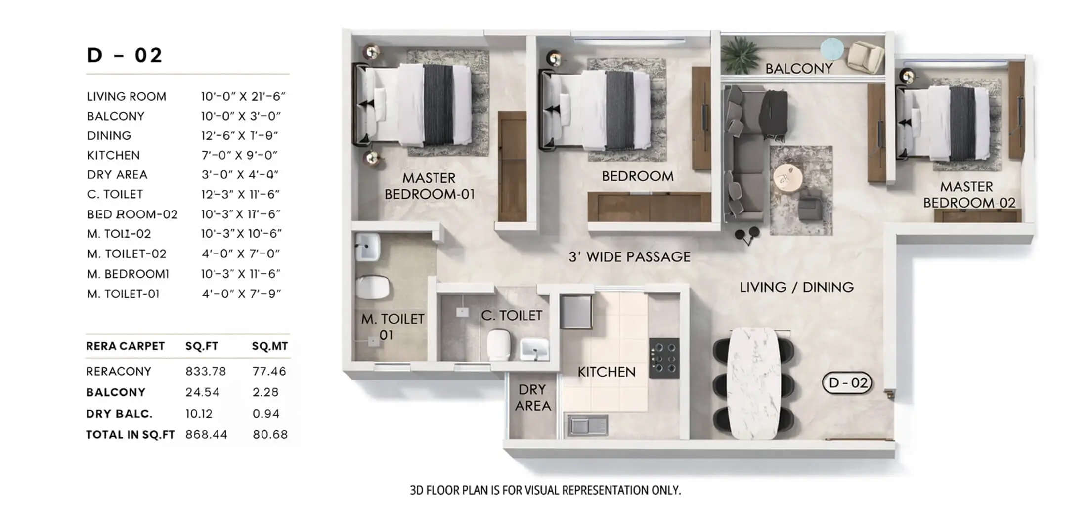 Floor plan for 3 BHK