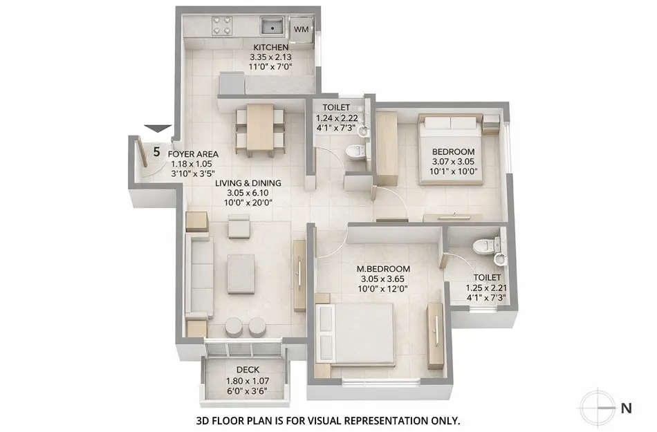 Floor plan for 2 BHK