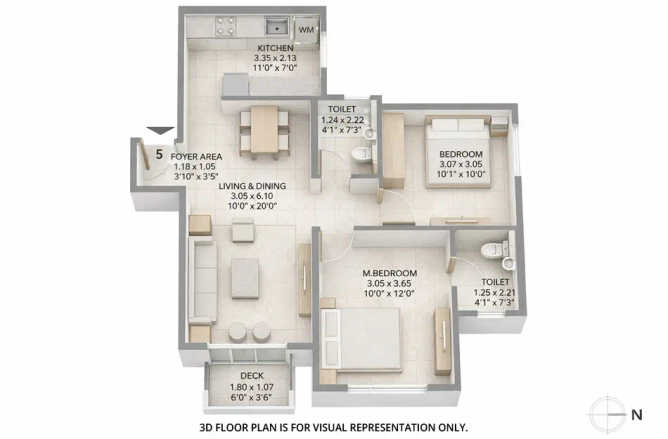 Hiranandani Kalyan Kongaon - Floor plan 2 BHK 642 Sq.ft