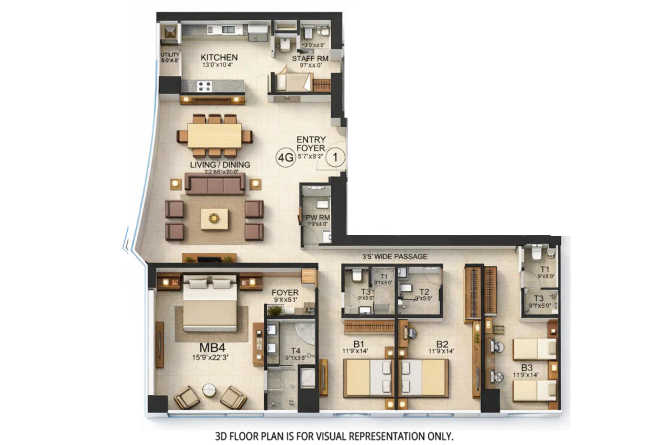 Bombay Realty Island City Center Dadar - Floor plan 4 BHK 2974 Sq.ft