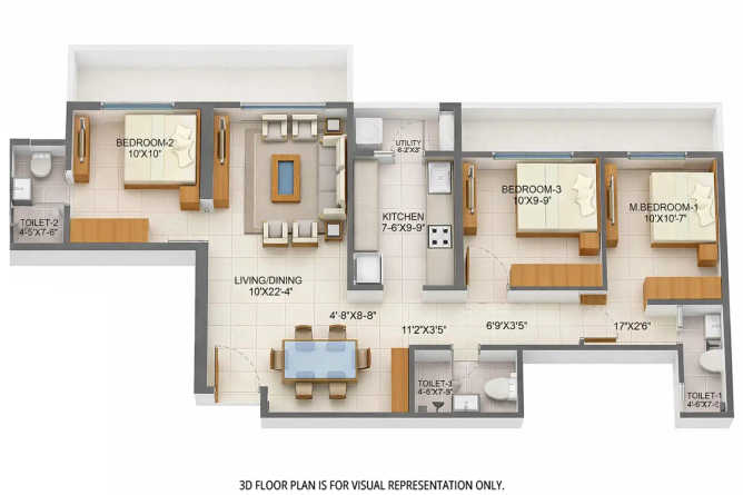 Runwal Pinnacle Mulund - Floor plan 3 BHK 880 Sq.ft