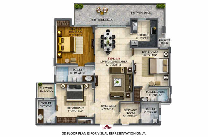 Ajmera One Kalyan Ulhasnagar - Floor plan 3 BHK  Sq.ft