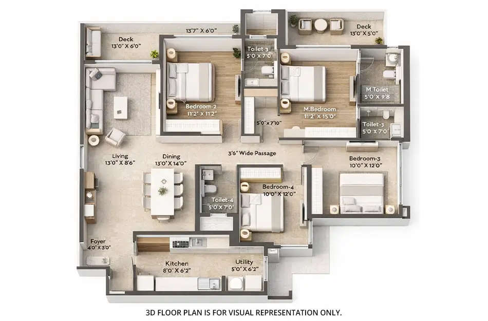 Floor plan for 4 BHK