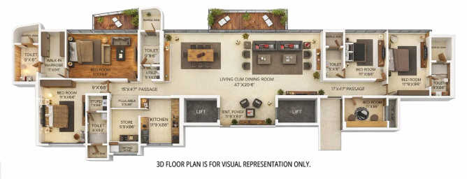 Tridhaatu Kshitij Matunga - Floor plan 4.5 BHK 2692 Sq.ft