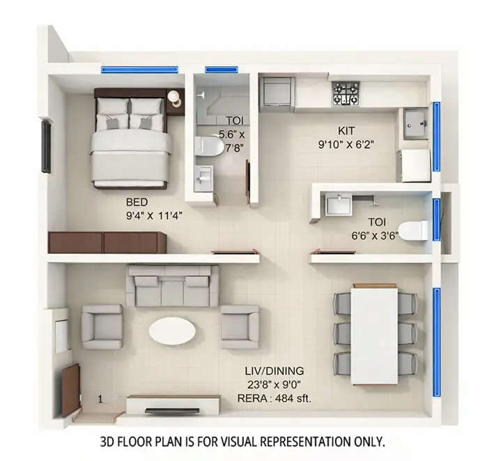 Floor plan for 2 BHK