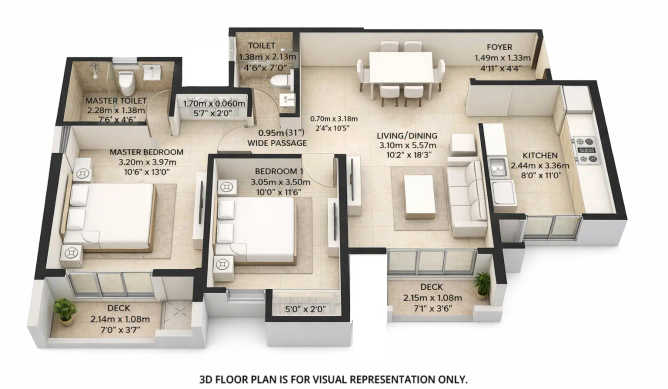 Mahindra Vista Kandivali - Floor plan 2 BHK 769 Sq.ft