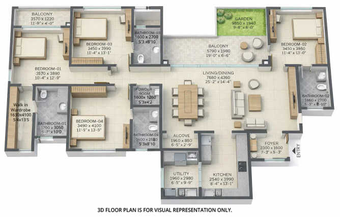 Sobha Neopolis Varthur - Floor plan 4 BHK 2481 Sq.ft