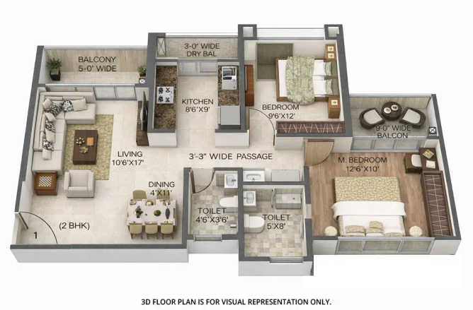 Sai World Legend Ulhasnagar - Floor plan 2 BHK 771 Sq.ft