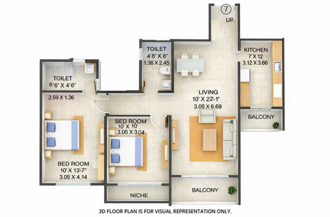 Embassy Park Panvel - Floor plan 2 BHK 851 Sq.ft