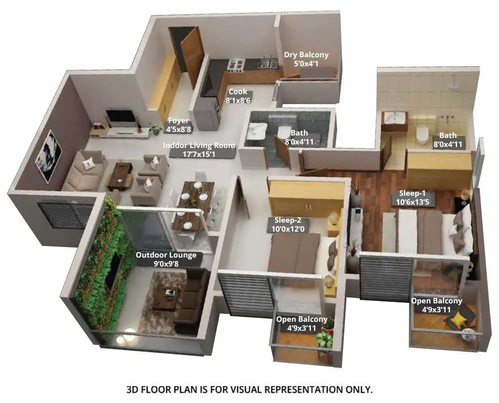 Floor plan for 2 BHK