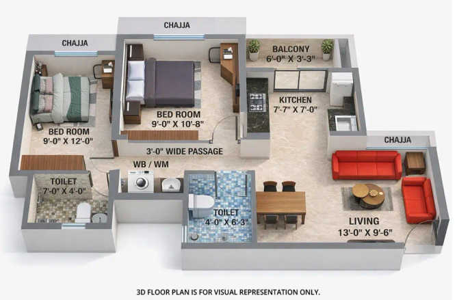 Arihant Avanti Palace Kalyan - Floor plan 2 BHK 521 Sq.ft