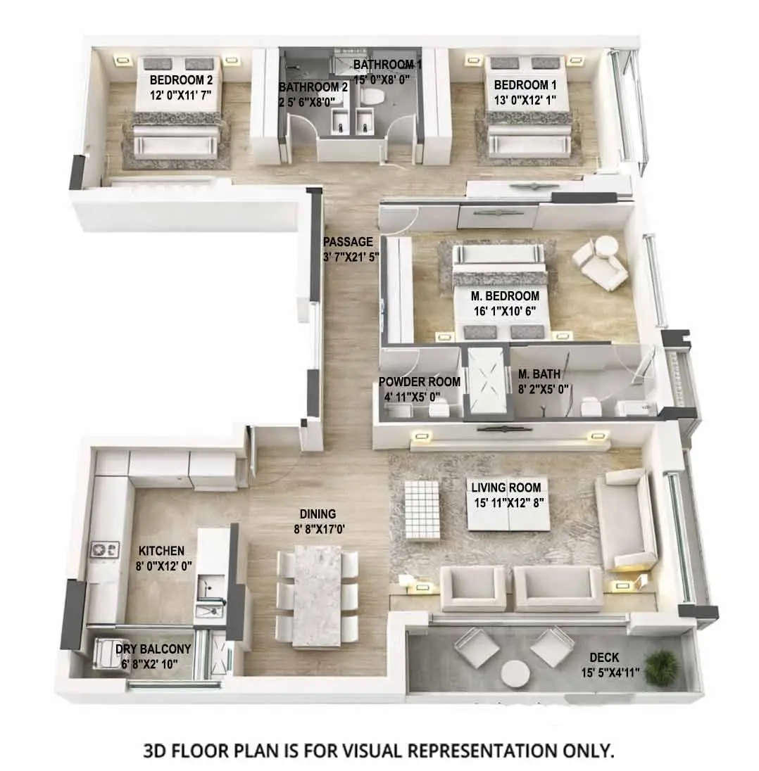 Floor plan for 3 BHK