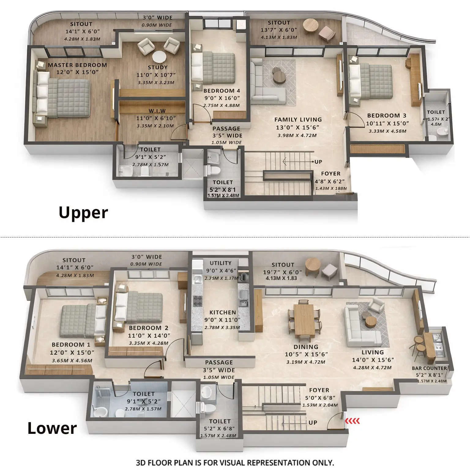 Floor plan for 5 BHK