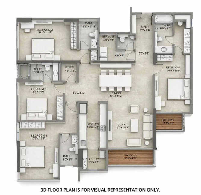Kalpataru Amare Juhu - Floor plan 4 BHK 1845 Sq.ft