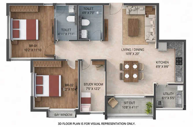 SNN Estates Felicity Thanisandra - Floor plan 2.5 BHK 1215 Sq.ft