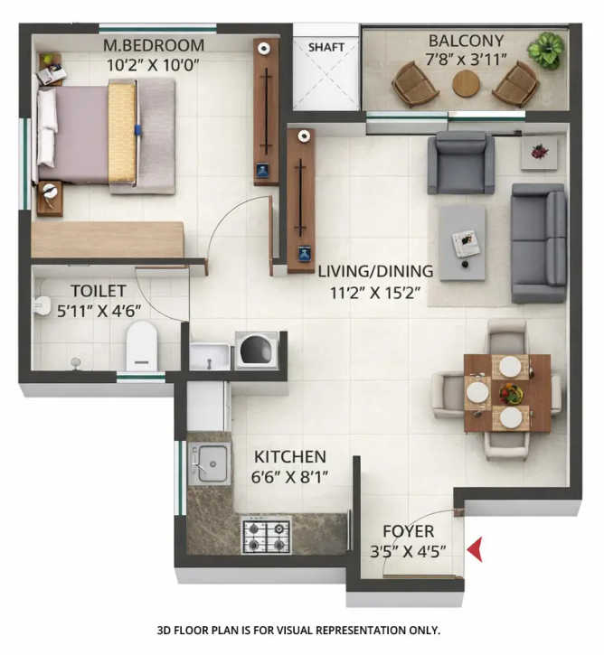Sattva Aeropolis Boovanahalli - Floor plan 1 BHK 658 Sq.ft