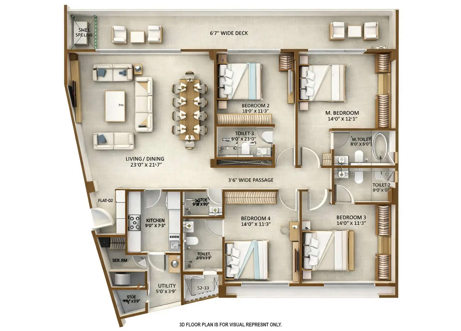 Floor plan for 4 BHK