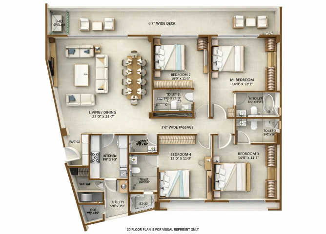 Shapoorji Minerva Mahalaxmi - Floor plan 4 BHK 2019 Sq.ft