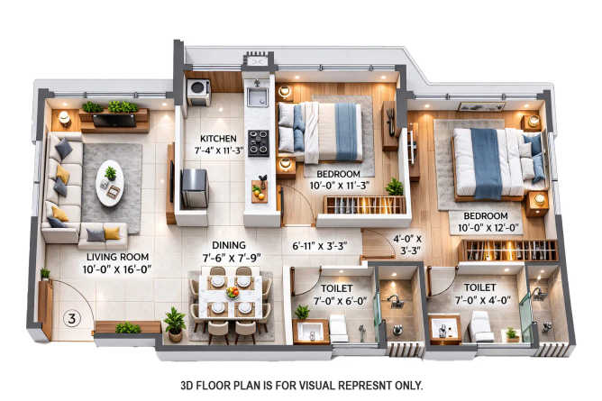 Arkade Nest Mulund - Floor plan 2 BHK 660 Sq.ft