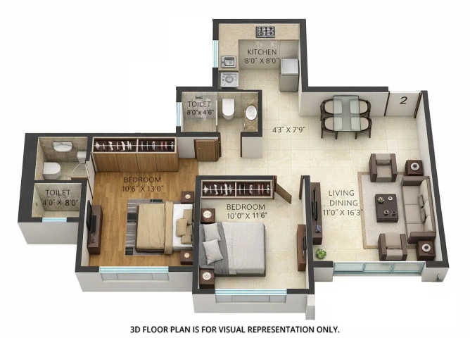 Crescent Nexus Santacruz - Floor plan 2 BHK 647 Sq.ft